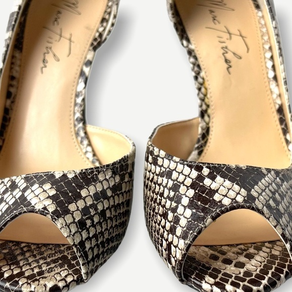 Marc Fisher Joey Peep Toe Faux Snakeskin D'Orsay Heels Size 7 - Picture 3 of 8